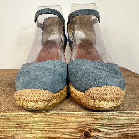 Made In Spain Espadrilles Mary Jane Wedge Sandals SZ 38 US 7.5 Blue Suede Gaimo - Picture 3 of 11